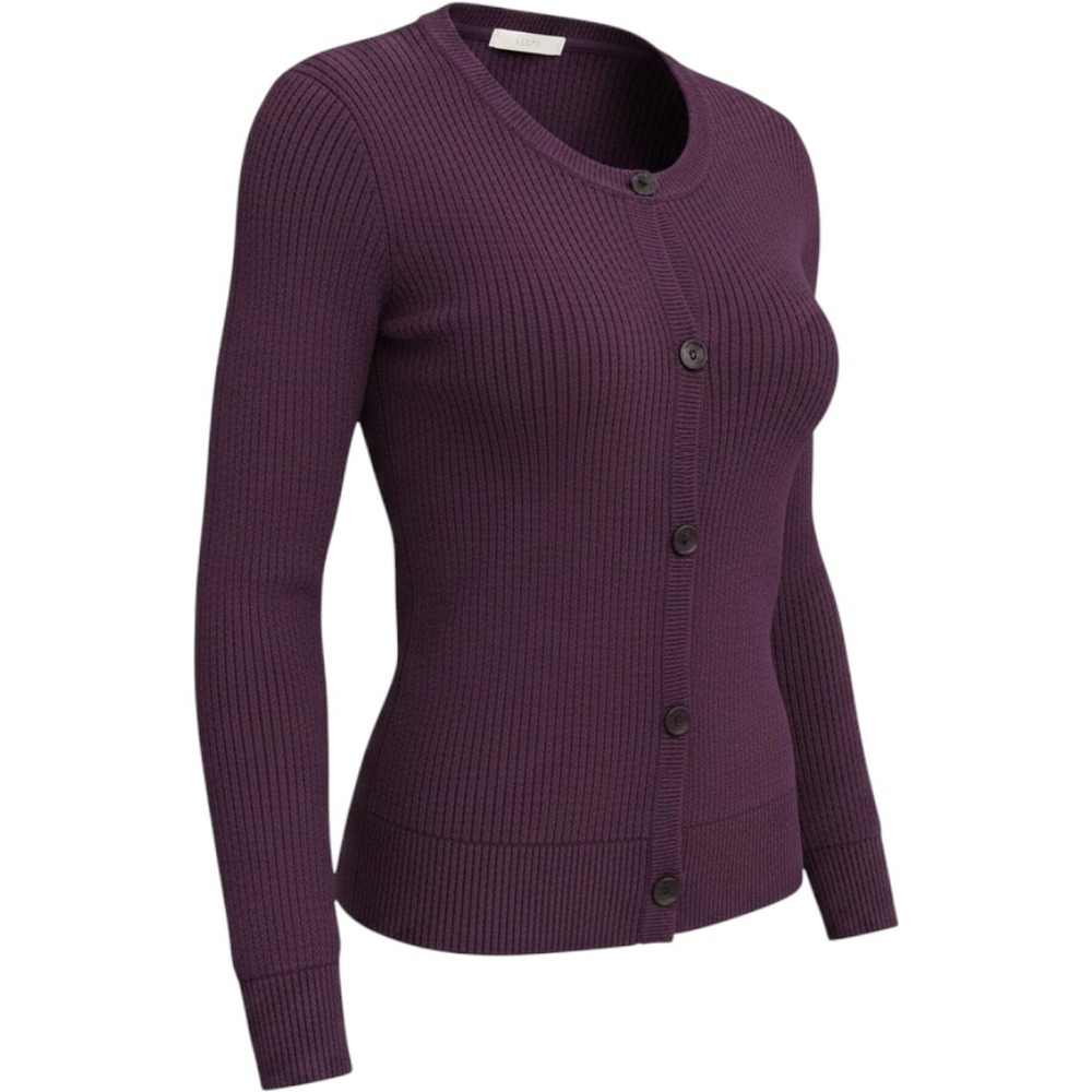 Ann Taylor LOFT Purple Merino‎ Wool Blend Ribbed Button Front Cardigan XS